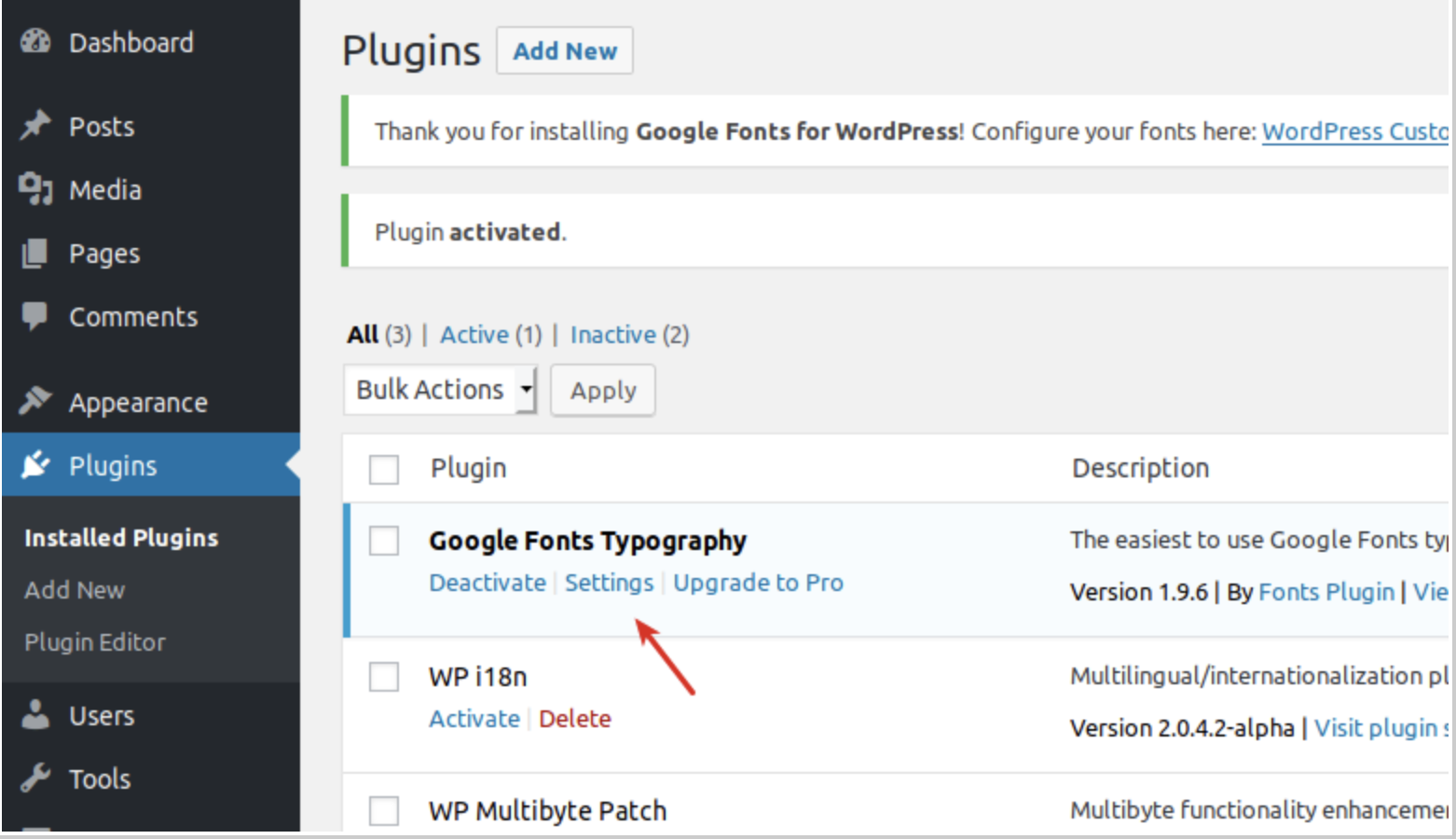 Changing font using plugin