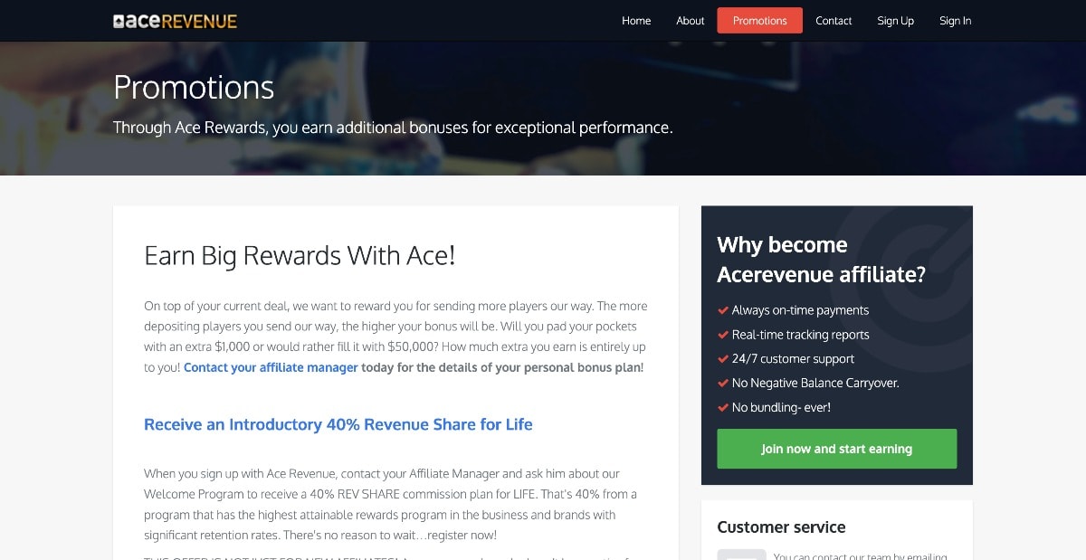 Programa de afiliados de Ace Revenue
