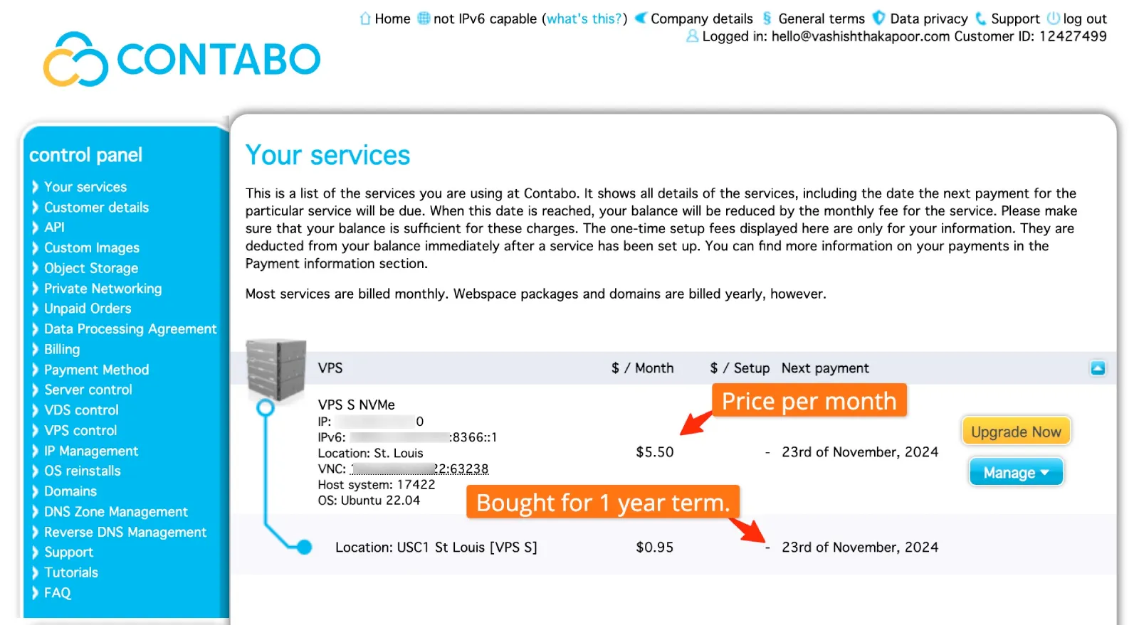 Contabo VPS S NVMe order