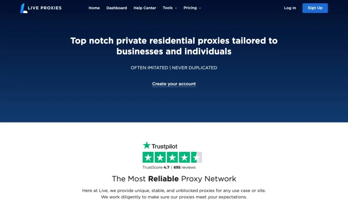 Liveproxies review scores — Trustpilot 4.3/5 customer ratings and Proxyway benchmark results