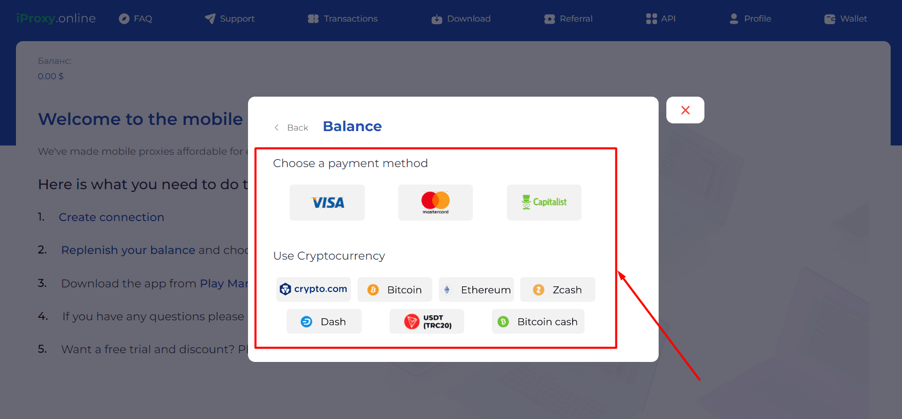 iproxy choose payment