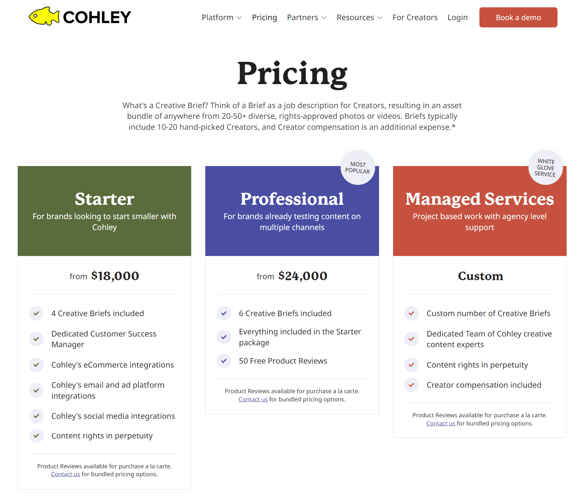 cohley pricing
