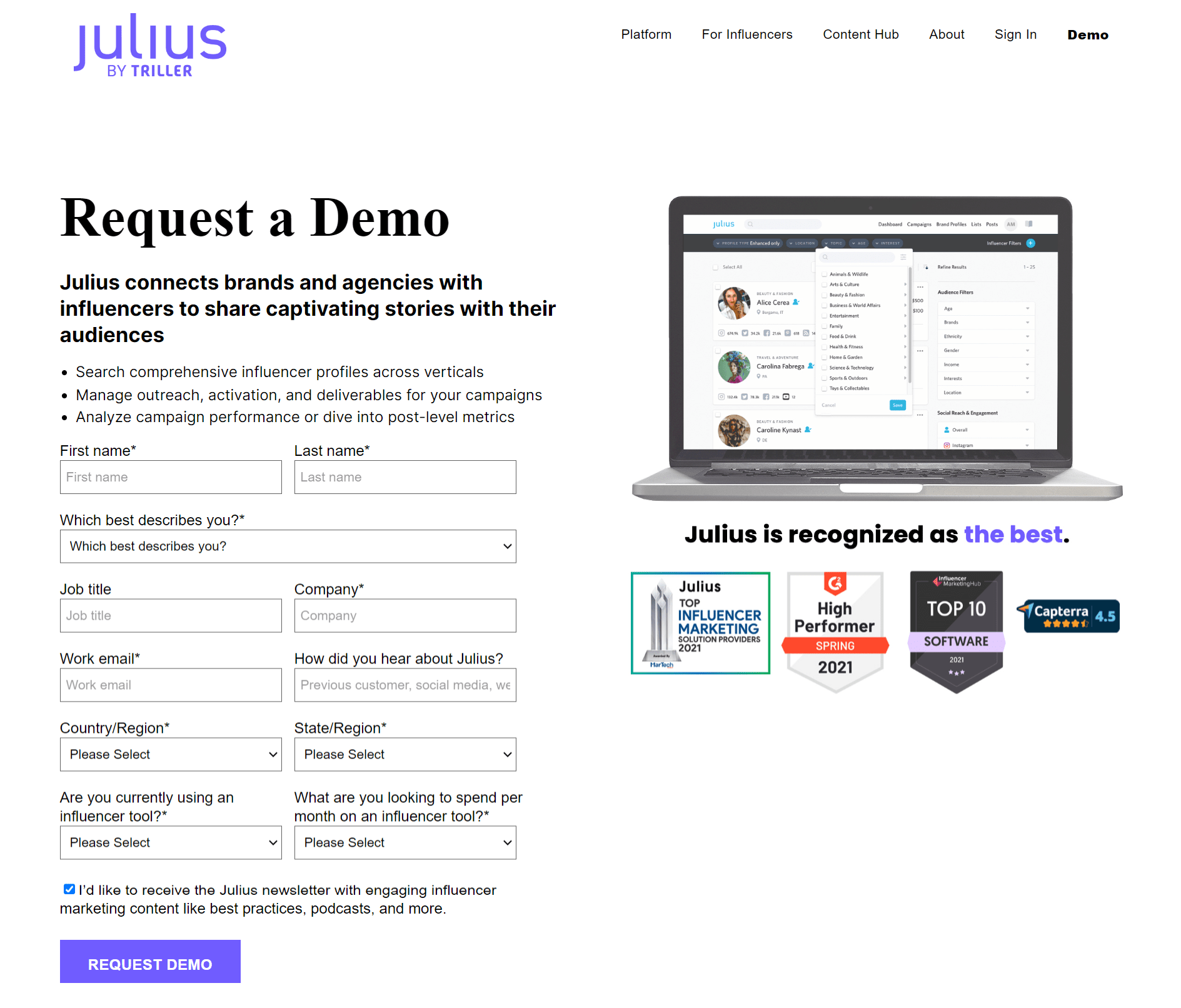 julius request a demo