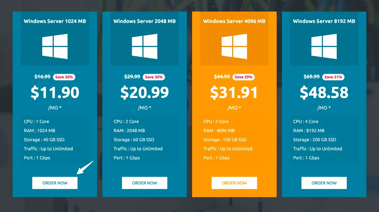 Windows VPS Pricing MonoVM