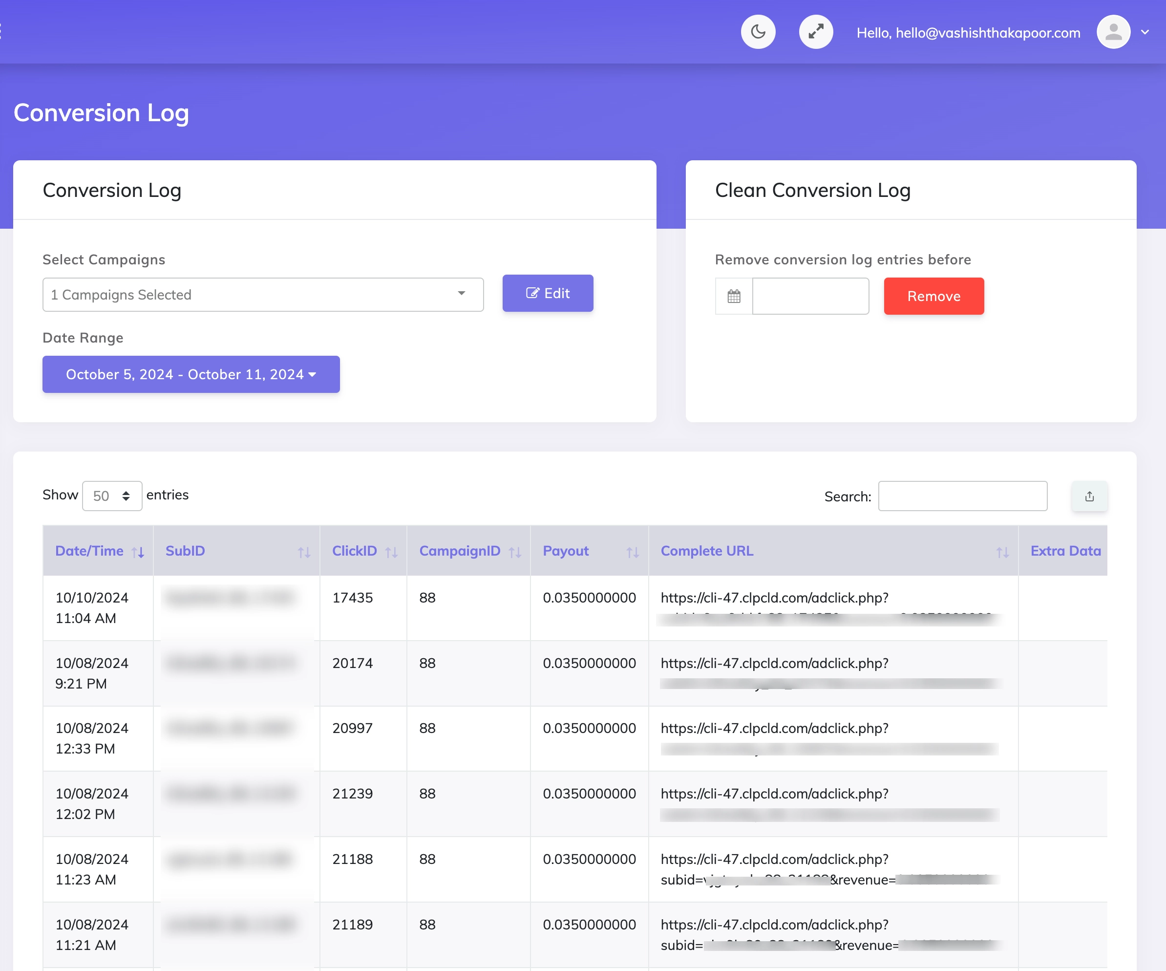 Conversion log in CPV Lab