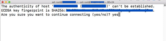 Автентичност на хост в терминал SSH