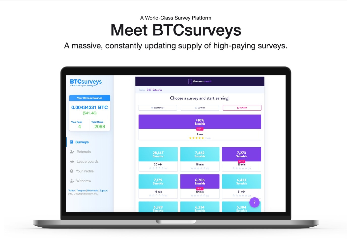 BTC Surveys for earning btc