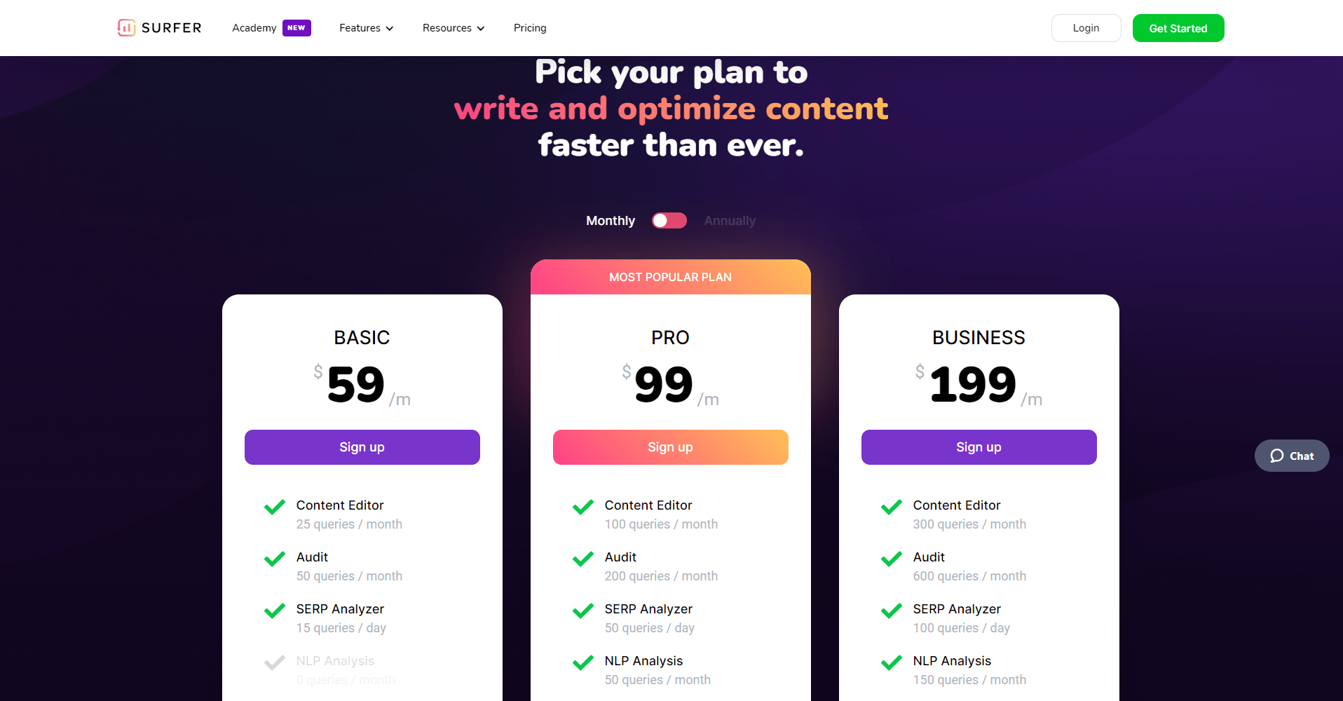 SurferSEO Review pricing
