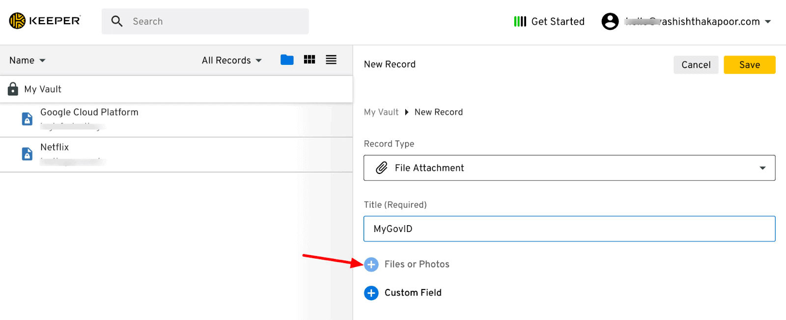 add files in the vault