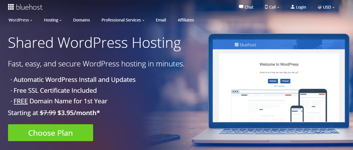 bluehost shared wordpress hosting