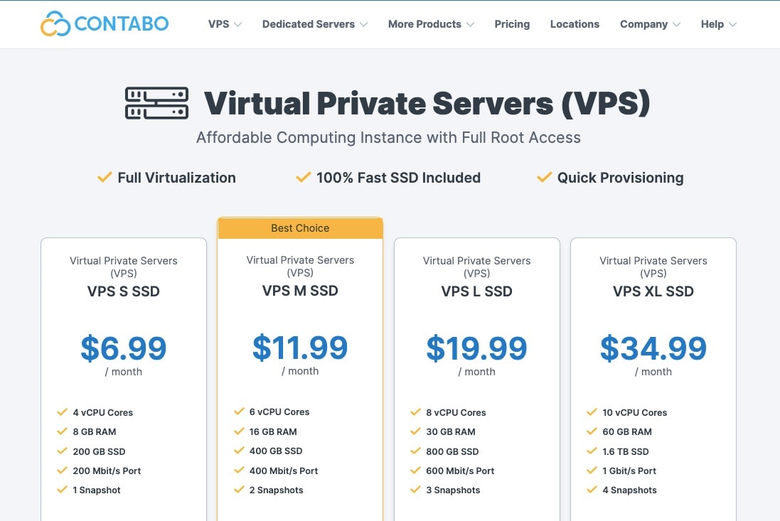 contabo vps pricing