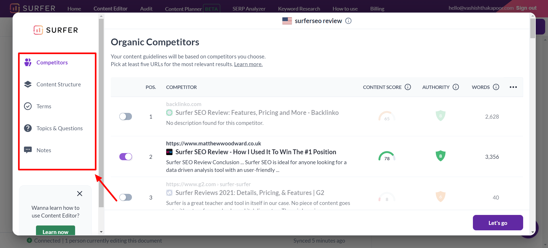 organic competitors