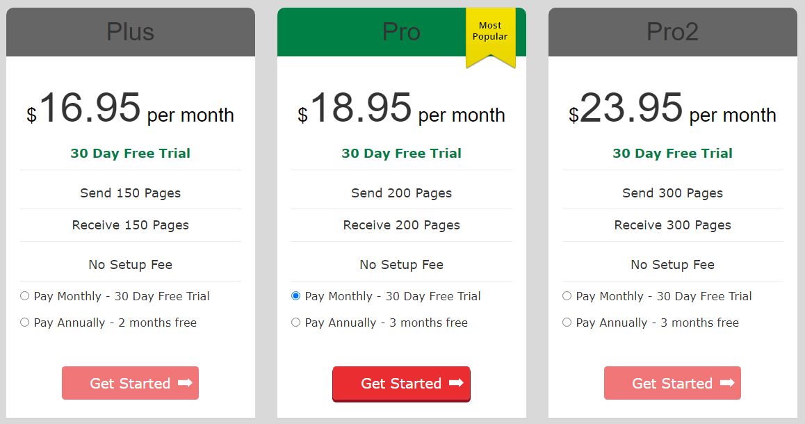 efax pricing
