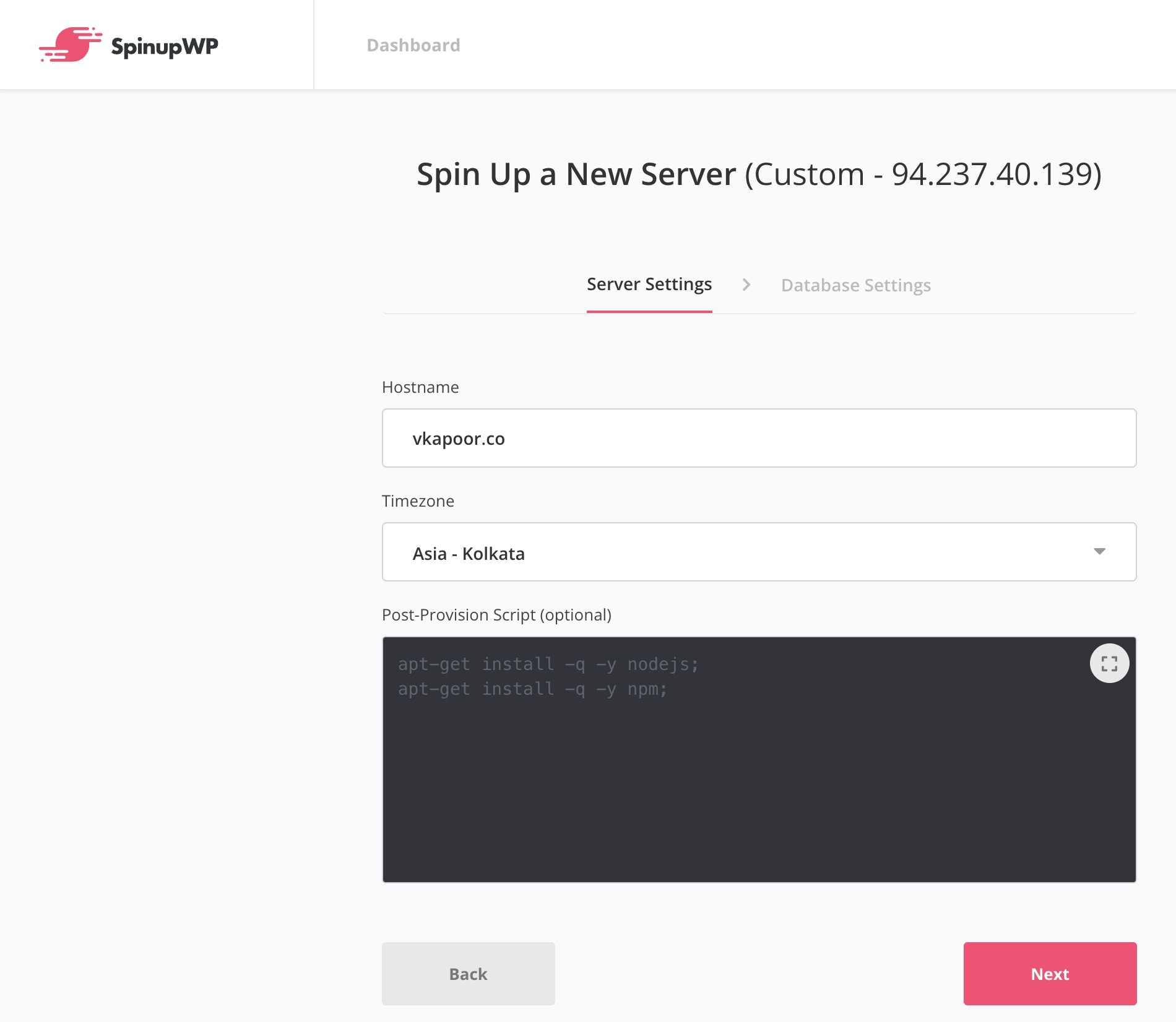hostname and timezone spinupwp