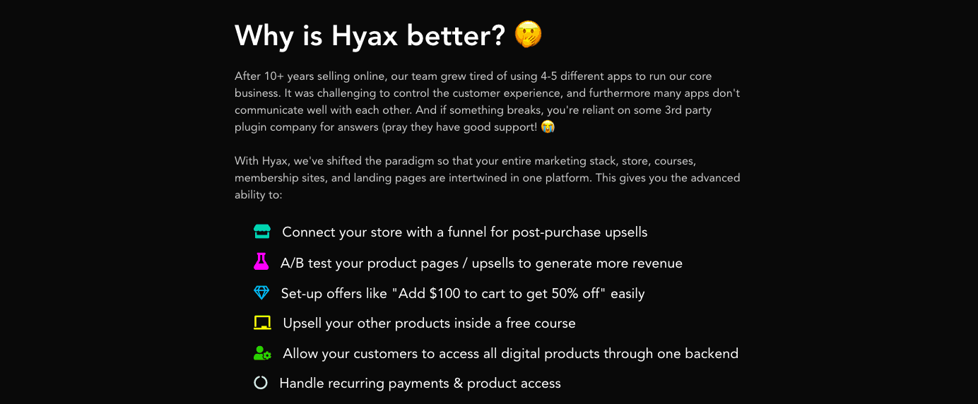 hyax better features