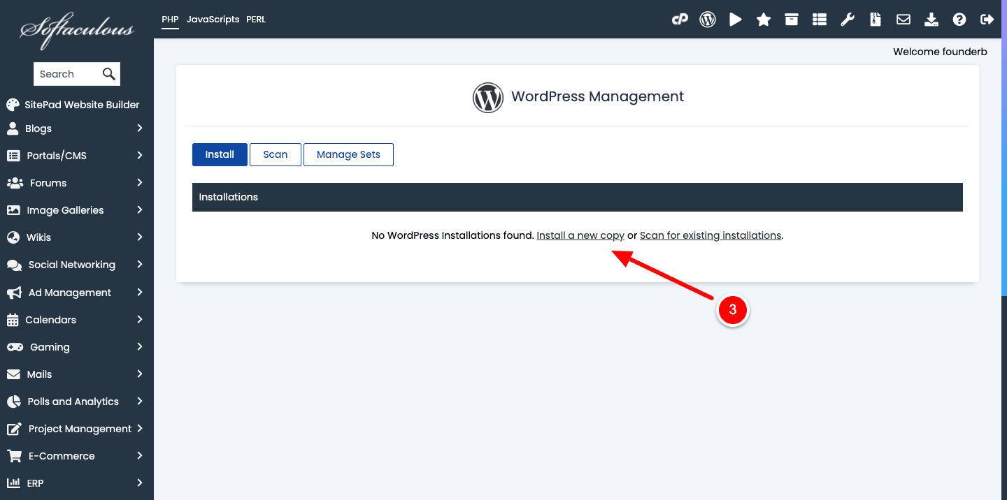 install a new copy of wordpress softaculous