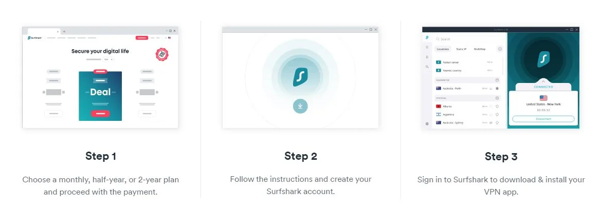 Surfshark account creation page — first step before you download Surfshark and install it on any device