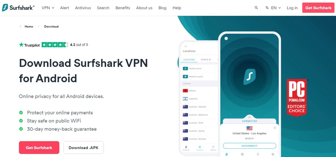 How to install Surfshark on iPhone — the Surfshark iOS app connect screen after setup