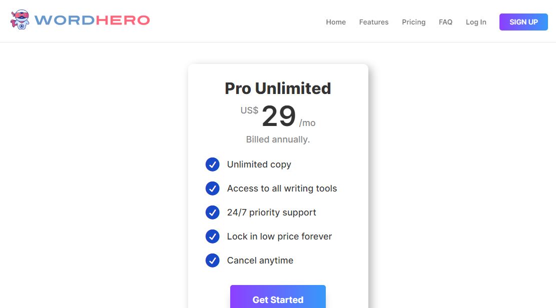 wordhero pricing