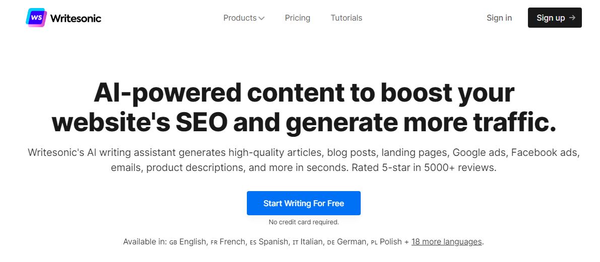 writesonic homepage